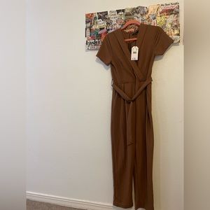 Zuki brown pant jumpsuit, size M